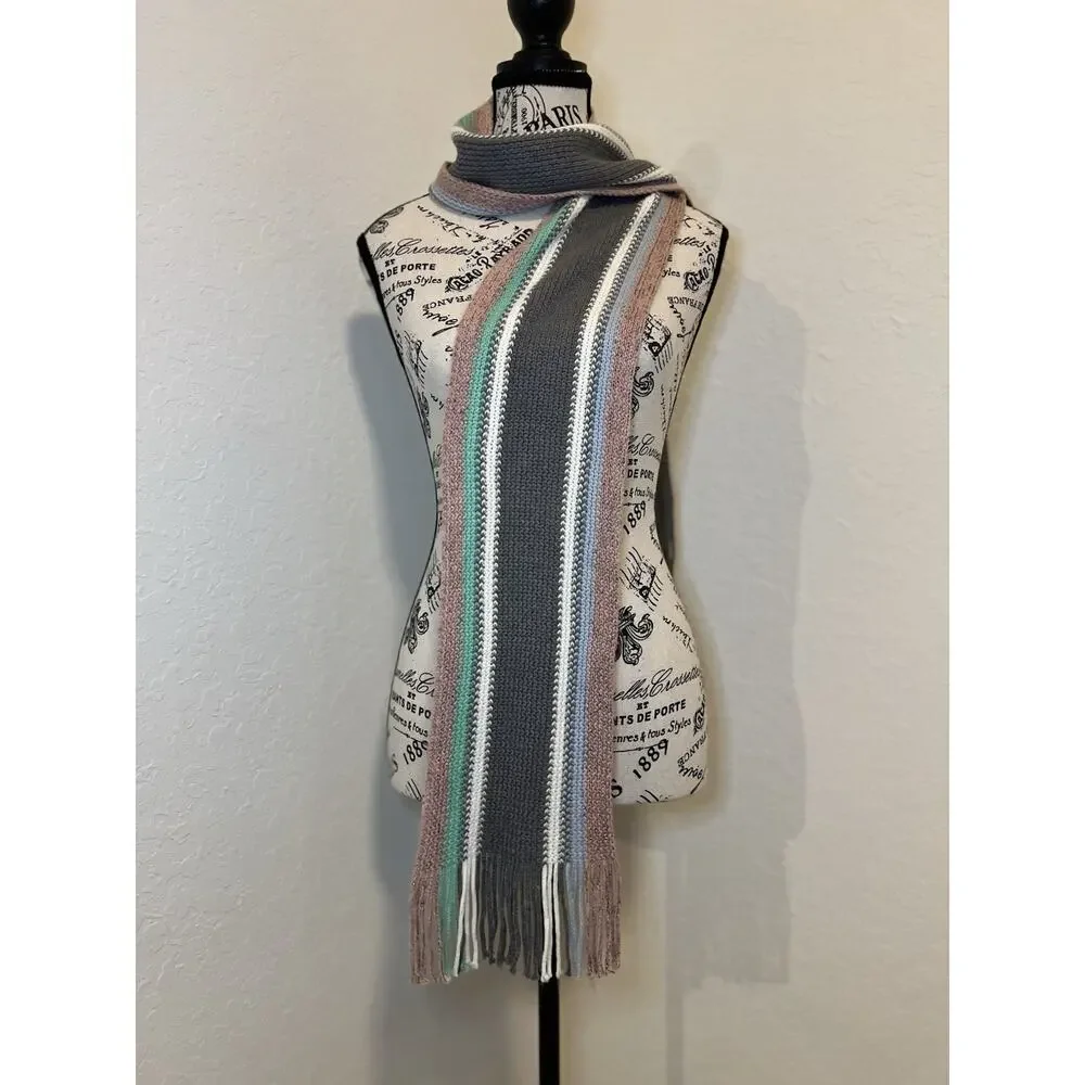 New York & Company Colorful Women’s Scarf EUC Fringe